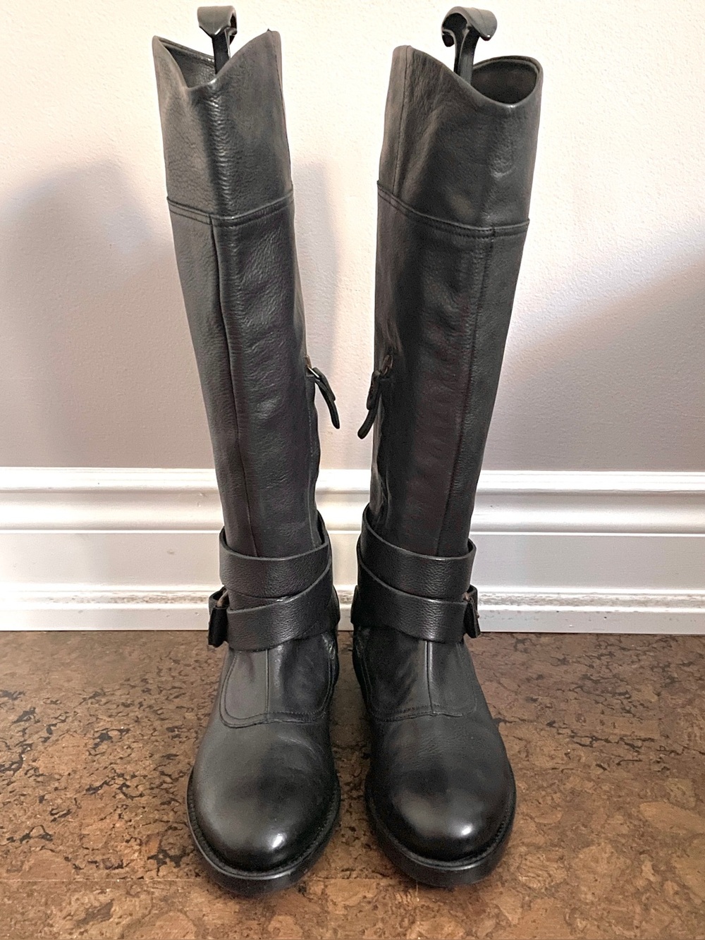 Buttero Black Tall Riding Boots Wrap Around Buckle Leather - 36EU / 5.5-6 🇮🇹
